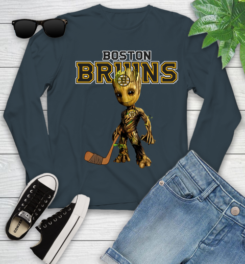 Boston Bruins NHL Hockey Groot Marvel Guardians Of The Galaxy Youth Long Sleeve 8