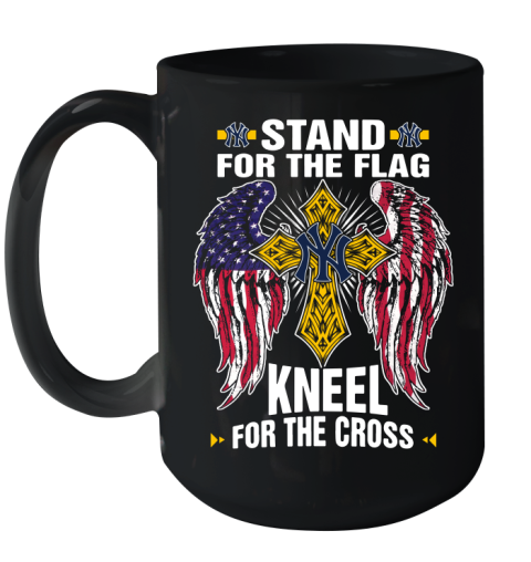 MLB Baseball New York Yankees Stand For Flag Kneel For The Cross Shirt Ceramic Mug 15oz