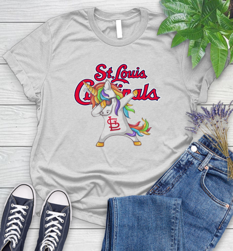 St.Louis Cardinals MLB Baseball Funny Unicorn Dabbing Sports Women's T-Shirt