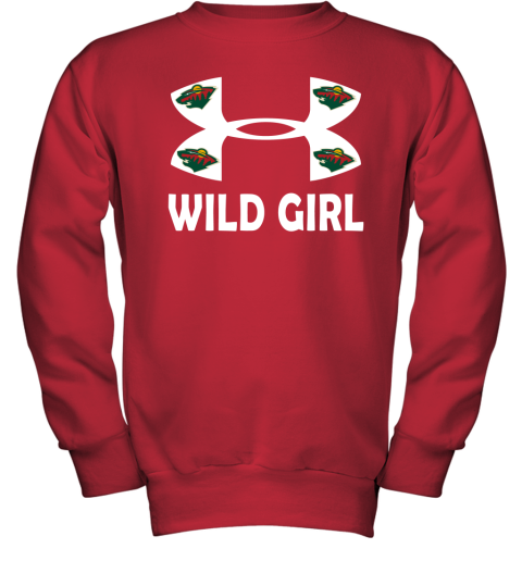 NHL Minnesota Wild Girl Under Armour Hockey Sports 05jGKLPqUY0 youth sweatshirt 47 95 151514 front red