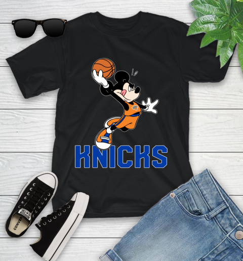 NBA Basketball New York Knicks Cheerful Mickey Mouse Shirt Youth T-Shirt