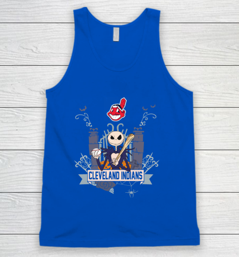 MLB Cleveland Indians Baseball Jack Skellington Halloween Tank Top 4