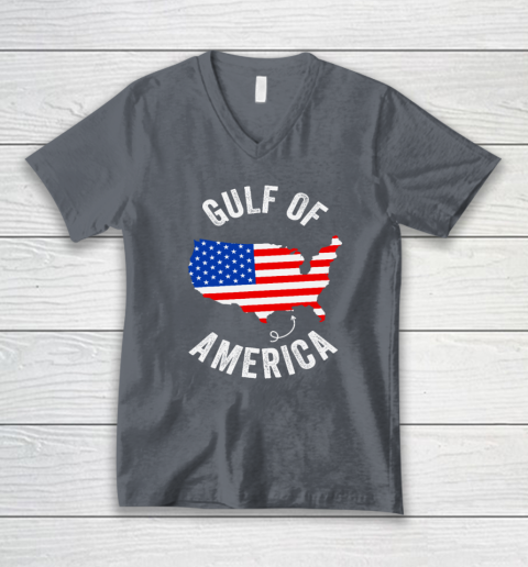 Gulf of USA America Funny Gulf of Mexico USA Flag Map July 4th V-Neck T-Shirt 3