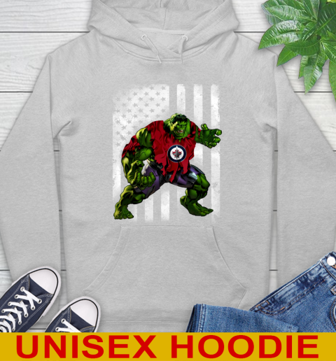 Winnipeg Jets Hulk Marvel Avengers NHL Hockey American Flag Hoodie 6