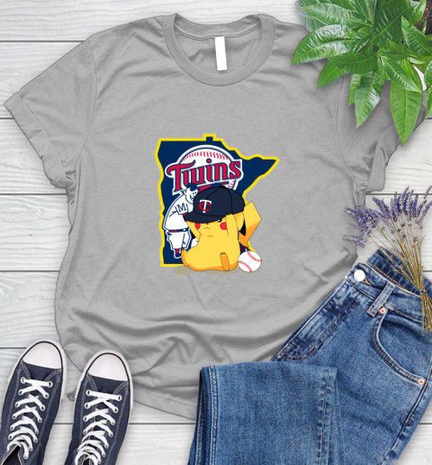 MLB Pikachu Baseball Sports Minnesota Twins Women's T-Shirt 5