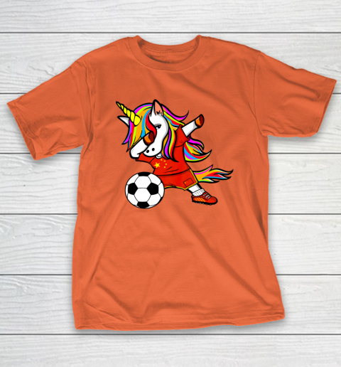 Funny Dabbing Unicorn China Football Chinese Flag Soccer T-Shirt 5
