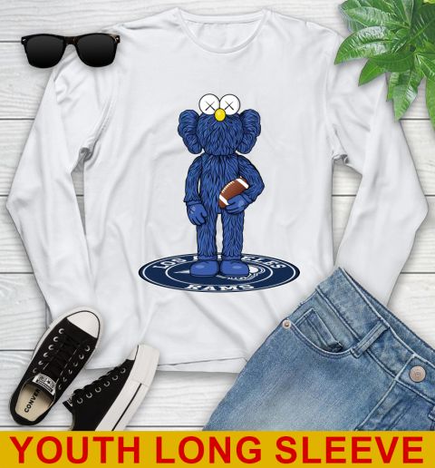 NFL Football Los Angeles Rams Kaws Bff Blue Figure Shirt Youth Long Sleeve