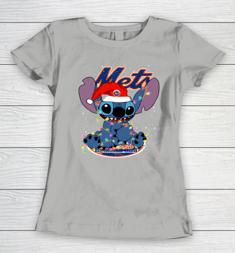 New York Mets MLB noel stitch Baseball Christmas Women's T-Shirt 8