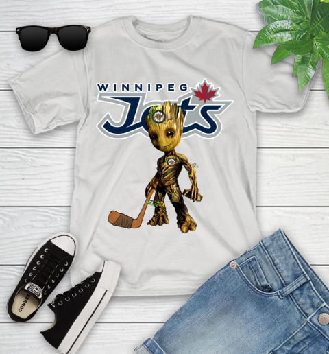 Winnipeg Jets NHL Hockey Groot Marvel Guardians Of The Galaxy Youth T-Shirt