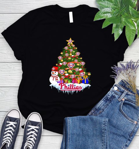 Philadelphia Phillies Merry Christmas MLB Baseball Sports Women's T-Shirt 2
