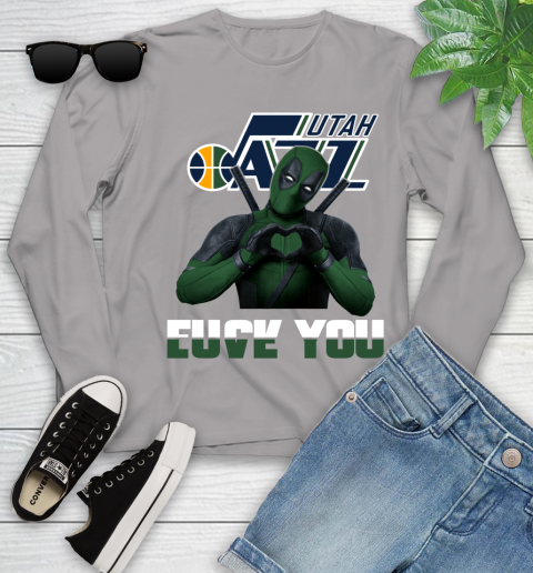 NBA Utah Jazz Deadpool Love You Fuck You Basketball Sports Youth Long Sleeve 5