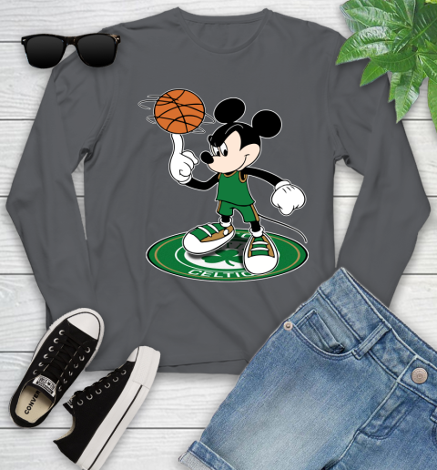 NBA Basketball Boston Celtics Cheerful Mickey Disney Shirt Youth Long Sleeve 8