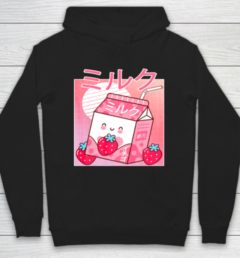 Japanese Kawaii Strawberry Milk  Shake Carton Funny Retro Hoodie