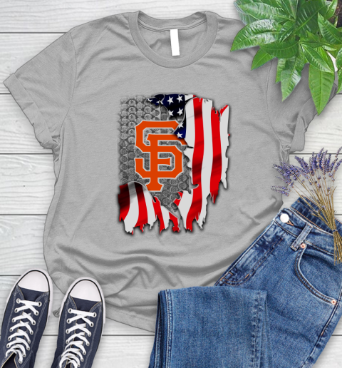 San Francisco Giants MLB Baseball American Flag Women's T-Shirt 5