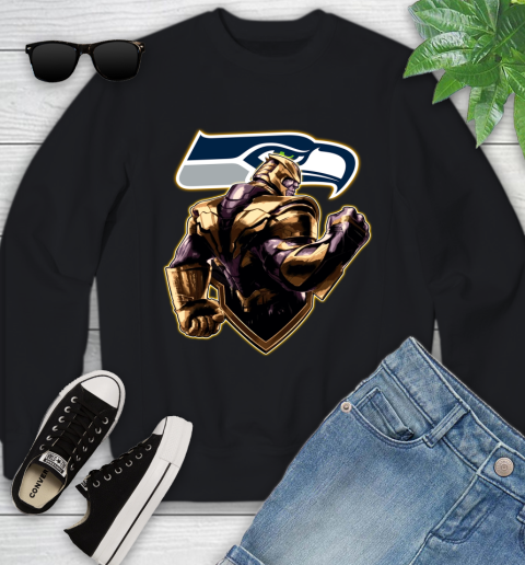 NFL Thanos Avengers Endgame Football Sports Seattle Seahawks Youth Sweatshirt 2
