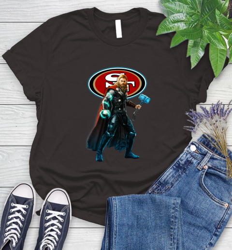 NFL Thor Avengers Endgame Football San Francisco 49ers Women's T-Shirt 8