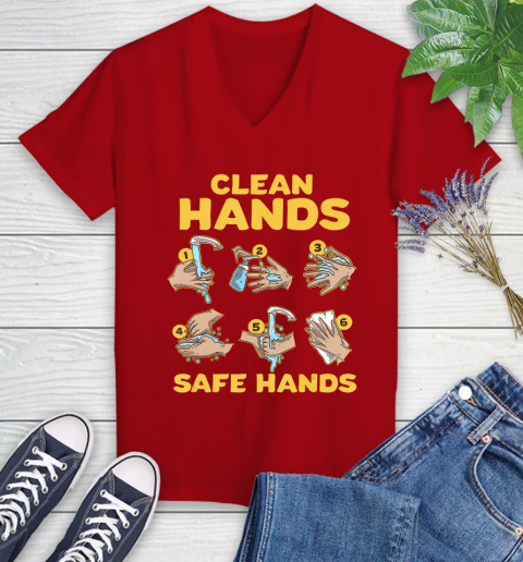 Nurse Shirt Washing Clean Hands Safe Hand Hygiene Wash Save T Shirt Women's V-Neck T-Shirt 8