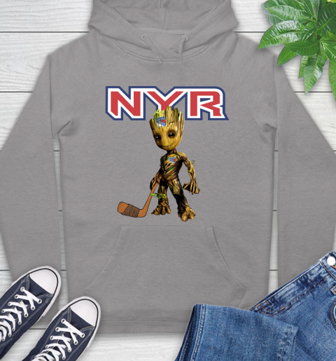 New York Rangers NHL Hockey Groot Marvel Guardians Of The Galaxy Hoodie 6