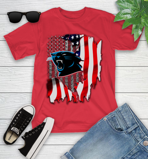 Carolina Panthers NFL Football American Flag Youth T-Shirt 13