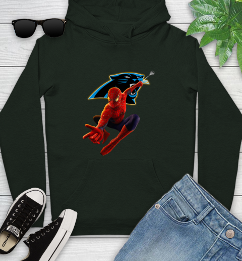 NFL Spider Man Avengers Endgame Football Carolina Panthers Youth Hoodie 13