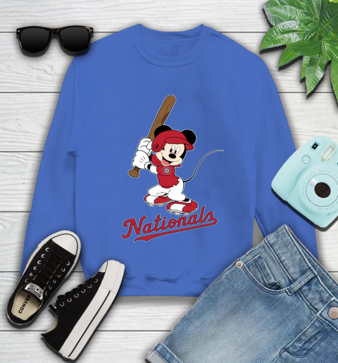 MLB Baseball Washington Nationals Cheerful Mickey Mouse Shirt Youth Sweatshirt 7