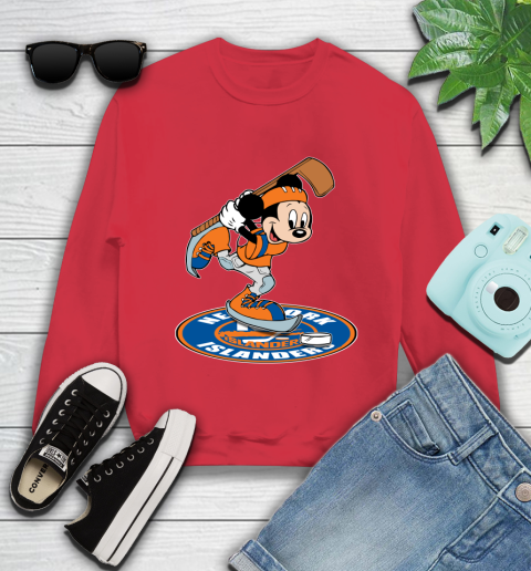 NHL Hockey New York Islanders Cheerful Mickey Disney Shirt Youth Sweatshirt 8