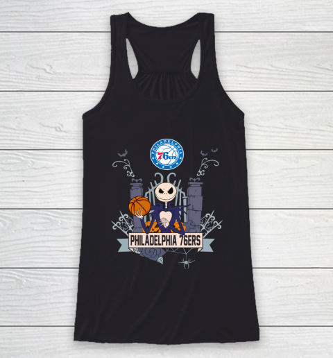 NBA Philadelphia 76ers Basketball Jack Skellington Halloween Racerback Tank