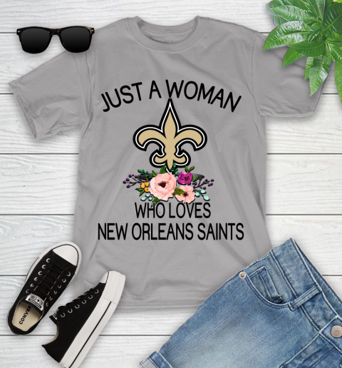 NFL Just A Woman Who Loves New Orleans Saints Football Sports Youth T-Shirt 2