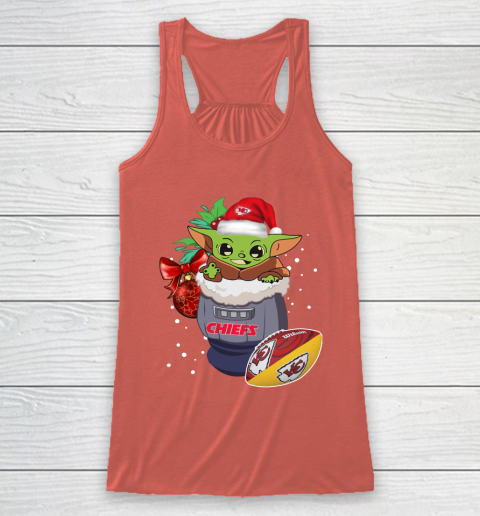 Kansas City Chiefs Christmas Baby Yoda Star Wars Funny Happy NFL Racerback Tank 4