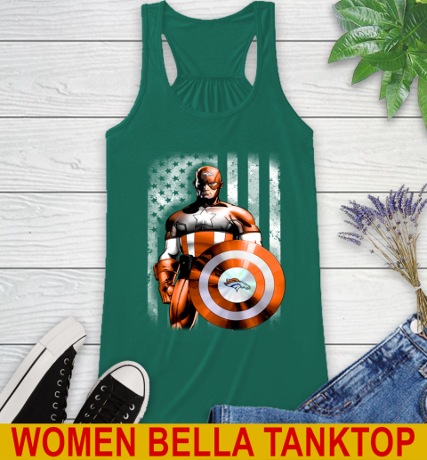 Denver Broncos NFL Football Captain America Marvel Avengers American Flag Shirt Racerback Tank 5
