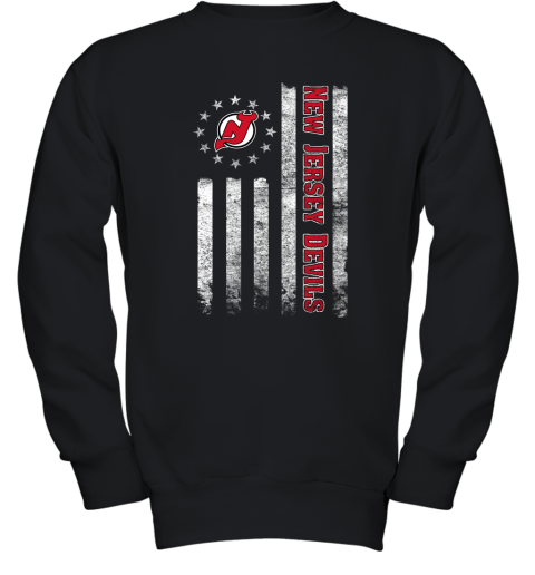 NHL American Flag Hockey Sports New Jersey Devils Youth Sweatshirt