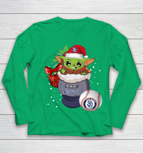 San Diego Padres Christmas Baby Yoda Star Wars Funny Happy MLB Youth Long Sleeve 6