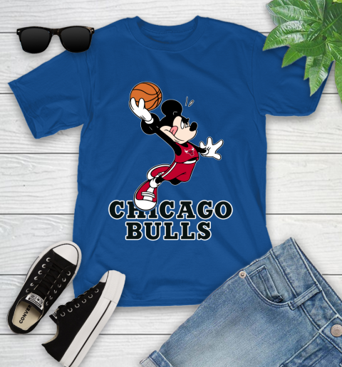 NBA Basketball Chicago Bulls Cheerful Mickey Mouse Shirt Youth T-Shirt 9