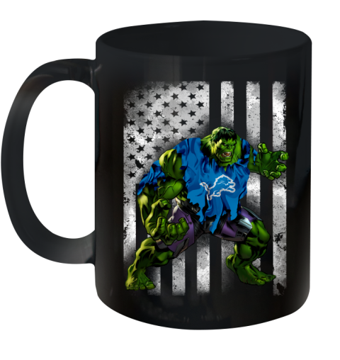 Detroit Lions Hulk Marvel Avengers NFL Football American Flag Ceramic Mug 11oz