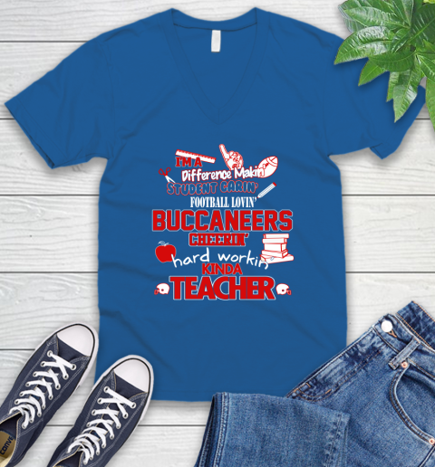 Tampa Bay Buccaneers NFL I'm A Difference Making Student Caring Football Loving Kinda Teacher V-Neck T-Shirt 5