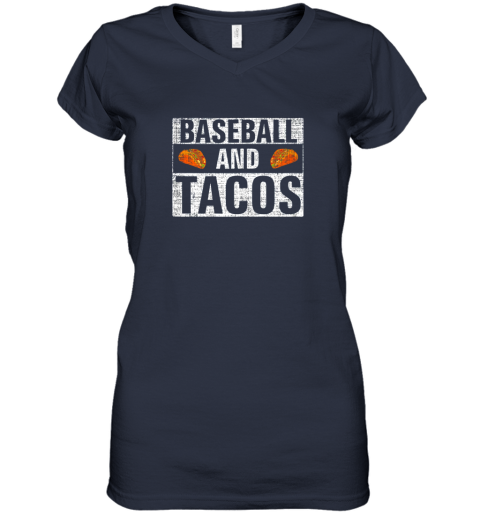5rul vintage baseball and tacos shirt funny sports cool gift women v neck t shirt 39 front navy