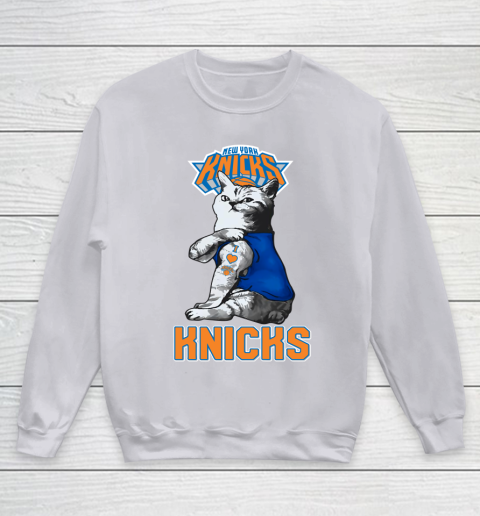 NBA Basketball My Cat Loves New York Knicks Youth Sweatshirt 3