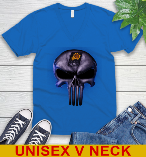 Phoenix Suns NBA Basketball Punisher Skull Sports V-Neck T-Shirt 5