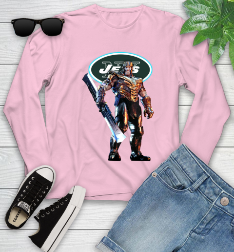 NFL Thanos Gauntlet Avengers Endgame Football New York Jets Youth Long Sleeve 10