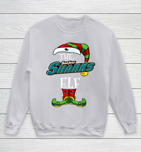 San Jose Sharks Christmas ELF Funny NHL Youth Sweatshirt 3