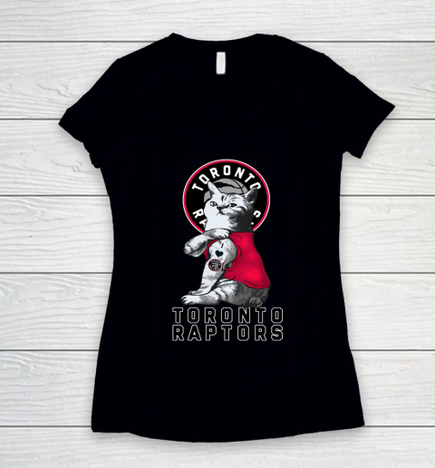 NBA Basketball My Cat Loves Toronto Raptors Women's V-Neck T-Shirt