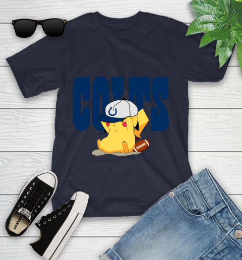 NFL Pikachu Football Sports Indianapolis Colts Youth T-Shirt 3