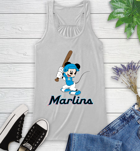 MLB Baseball Miami Marlins Cheerful Mickey Mouse Shirt Racerback Tank 2