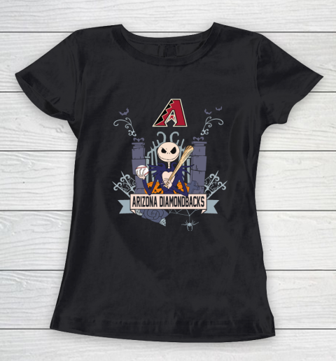 MLB Arizona Diamondbacks Baseball Jack Skellington Halloween Women's T-Shirt