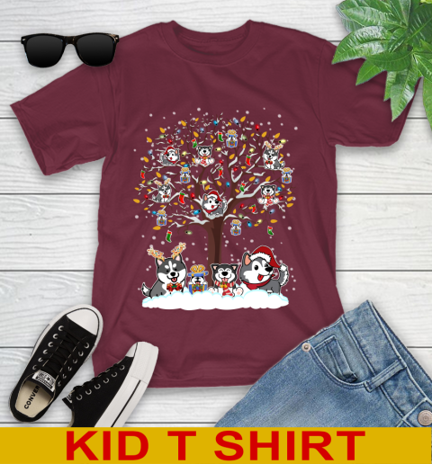 Husky dog pet lover light christmas tree shirt 101