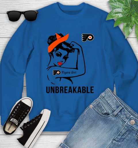 NHL Philadelphia Flyers Girl Unbreakable Hockey Sports Youth Sweatshirt 4