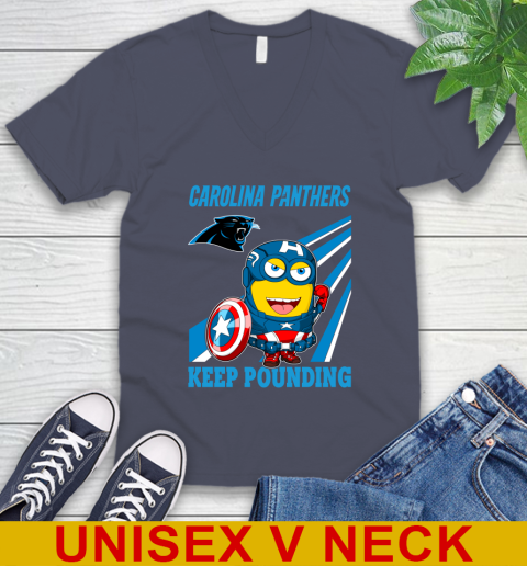 NFL Football Carolina Panthers Captain America Marvel Avengers Minion Shirt V-Neck T-Shirt 7