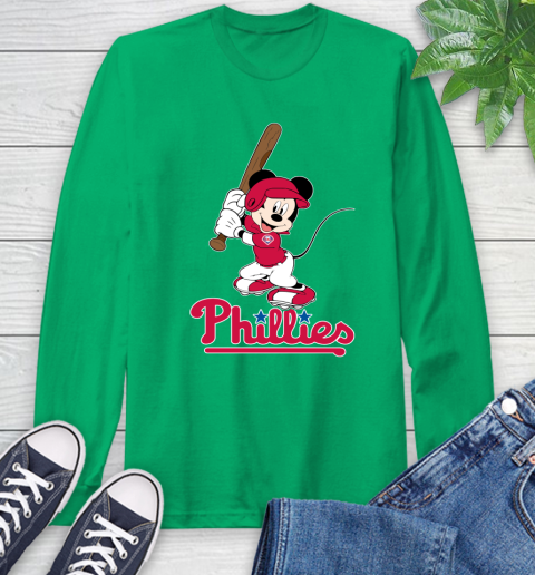 MLB Baseball Philadelphia Phillies Cheerful Mickey Mouse Shirt Long Sleeve T-Shirt 8