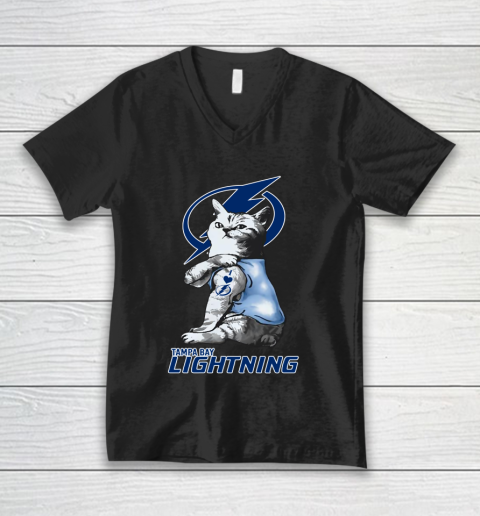 NHL My Cat Loves Tampa Bay Lightning Hockey V-Neck T-Shirt