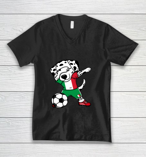 Dabbing Dalmatian Italy Soccer Fans Jersey Italian Football V-Neck T-Shirt